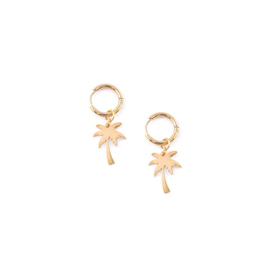 kolczyki - inne Duża palma - kolczyki koła ze stali szlachetnej pozłacanej