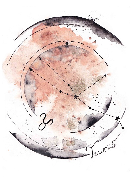 grafiki i ilustracje Plakat TAURUS Znak Zodiaku Byk - Gwiazdozbiór Byka