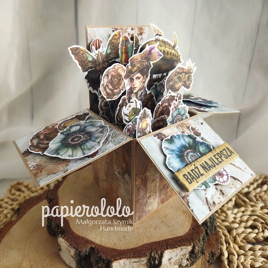 kartki scrapbooking Kartka pop up box Bądź najlepsza