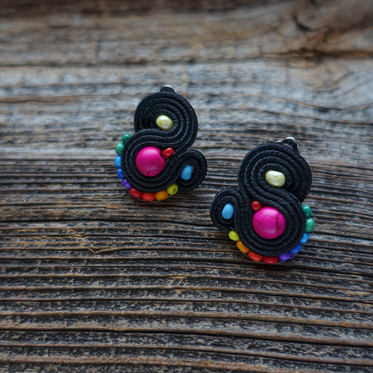 klipsy Kolorowe Lentinki- klipsy soutache