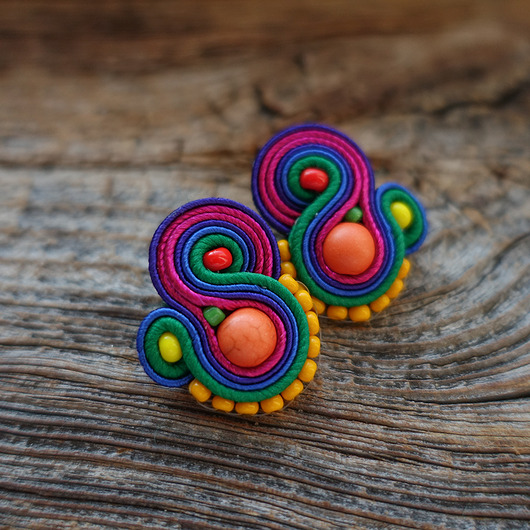 kolczyki soutache Małe i kolorowe kolczyki sutasz