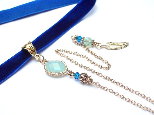 Choker cobalt vol. 3  /smycz/ - naszyjnik KiKa pracownia