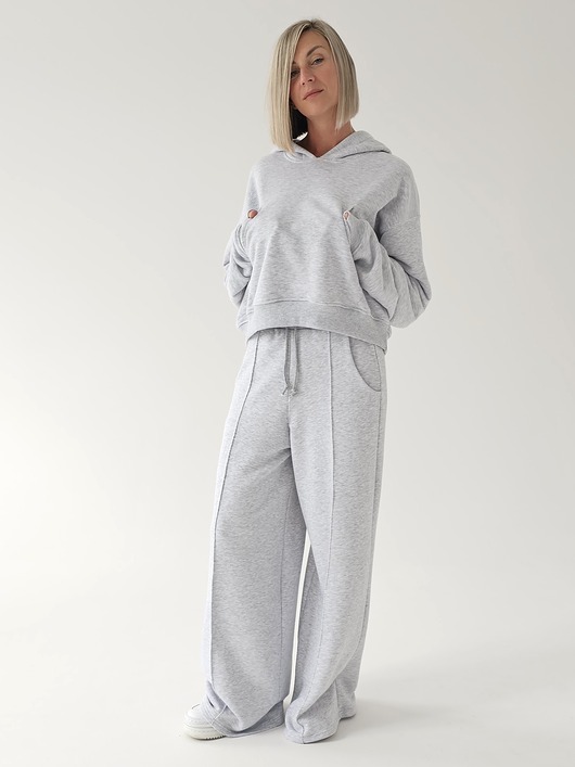 komplety damskie Komplet oversized kangurka i szerokie spodnie wide leg