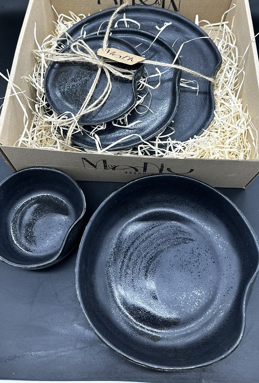 patery i talerze Manu Moon Nero - zestaw 5 talerzy