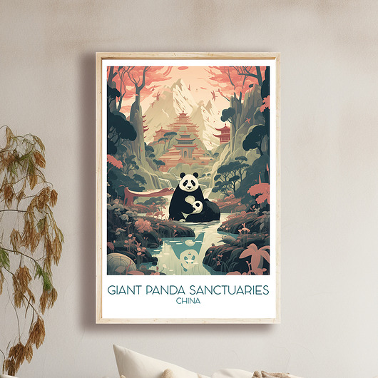 plakaty Chiny - Sanktuarium Pandy Wielkiej - Plakat, pamiątka dla podróżnika