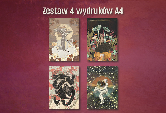 plakaty Plakat Zestaw 4 wydruków  A4 (Full Moon, Venus, Disco Ball, Córka Grzybów)