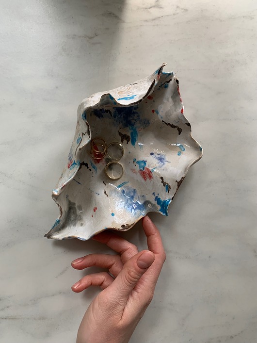 pojemniki na biżuterię Podstawka na Biżuterię Palo Santo Ceramiczna Muszelka Muszla Handpainted