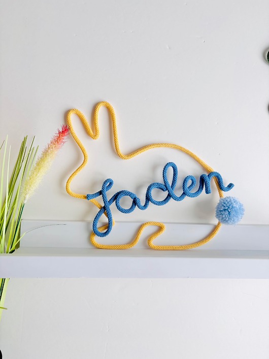 pokój dziecka - różne Personalizowany wielkanocny królik z imieniem dekoracja ścienna pokoj dziecka