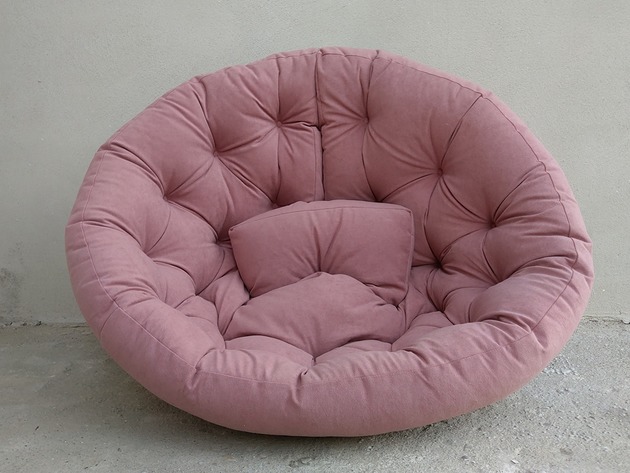 pufa dla dziecka Fotel Futon Sofa pikowana  Brudny Róż