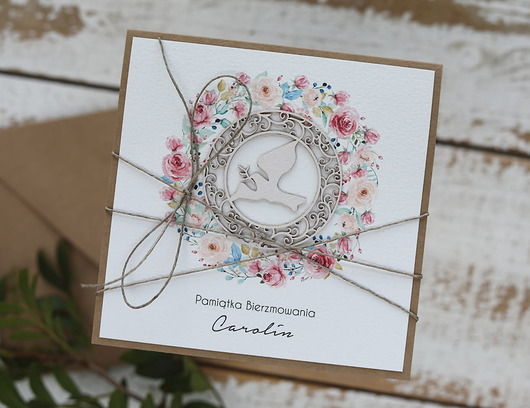 kartki scrapbooking Ręcznie robiona kartka na bierzmowanie - pamiątka bierzmowania