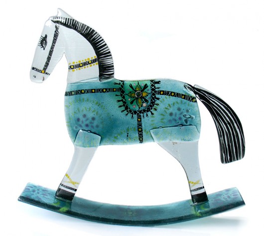 konik na biegunach OLIWKOWY Borowska Glass Design