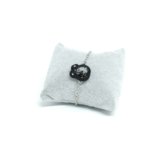 bransoletki soutache Bransoletka sutasz z sercem Swarovski silver night