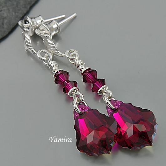 kryształ Swarovski baroque Ruby AB long - kolczyki yamira