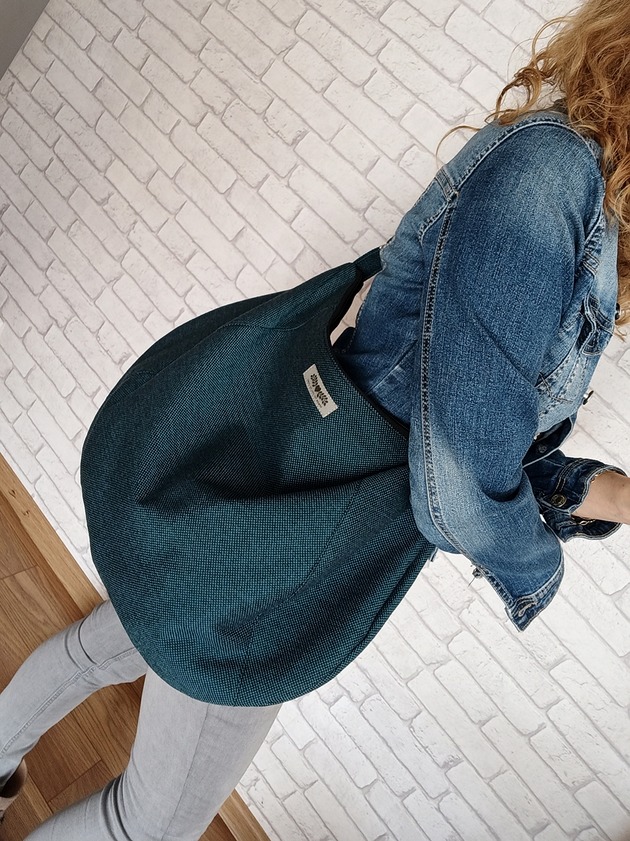 torby na ramię Duża torba  worek boho  turkusowa  XXL na ramię