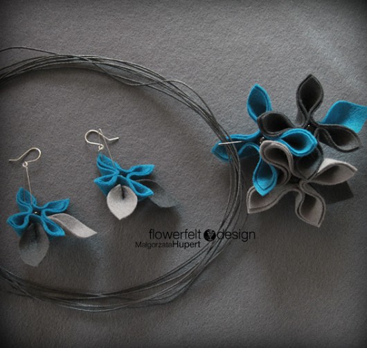 szaroturkusowy FlowerFelt Design