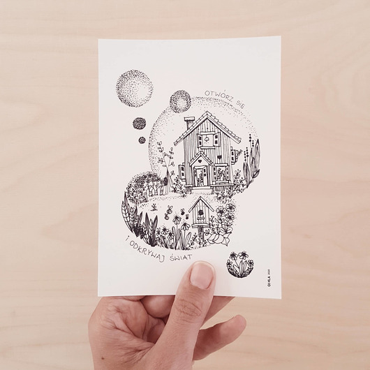 KARTKA "otwórz się i odkrywaj świat" O.LALAdesigns