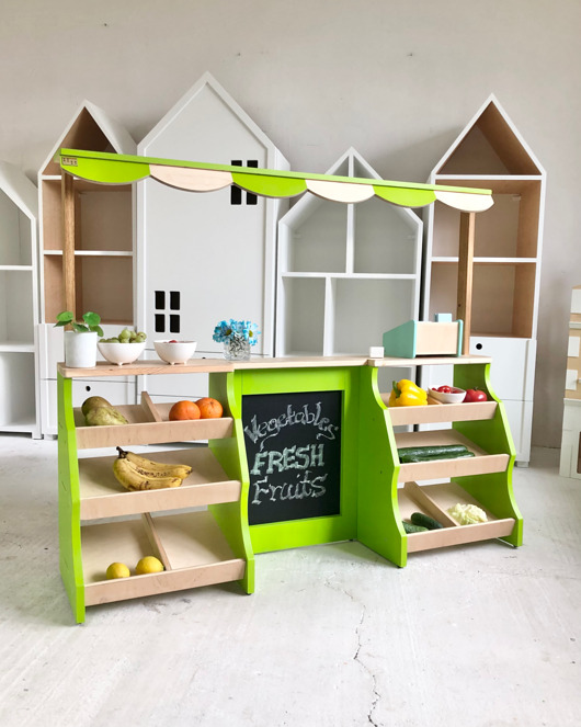 gry edukacyjne dla dzieci Drewniany sklepik dla dzieci w stylu Montessori do sali zabaw