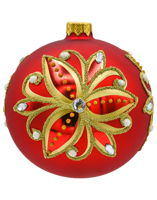 bombki Bombki okrągłe czerwone: Złoty kwiat