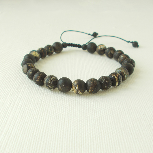 bransoletki z kamieni naturalnych Agat trawiony brązowy Bransoletka