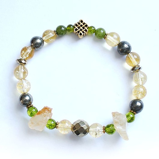 bransoletki z kamieni naturalnych Bransoletka finanse cytryn oliwin piryt