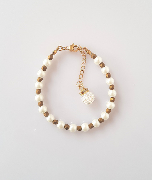 bransoletki z kamieni naturalnych Bransoletka Świąteczna z Perełkami i Hematytem