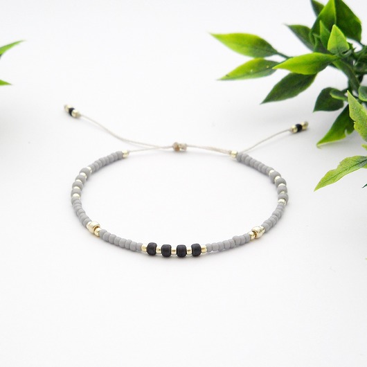 Bransoletka koralikowa Minimal - Grey Ilovehandmade