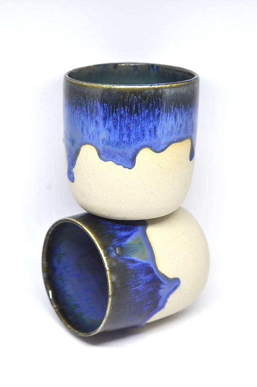 kubki Para Ceramicznych Granatowych Czarek 200 ml