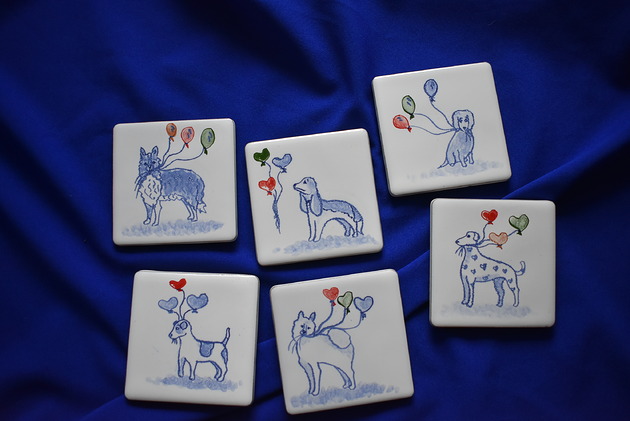 podkładki do kuchni Podkładki pod kubki kafelki psy