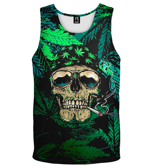 t-shirty męskie DR.CROW Bokserka Męska Cannabis Skull Green