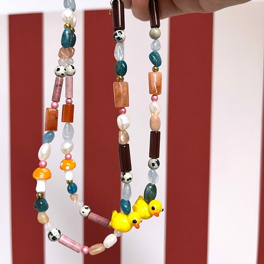 naszyjniki - inne Naszyjnik Kamienie&Kaczuszka