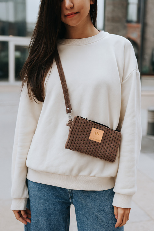 saszetka nerka Sztruksowa mini nerka saszetka Brązowa