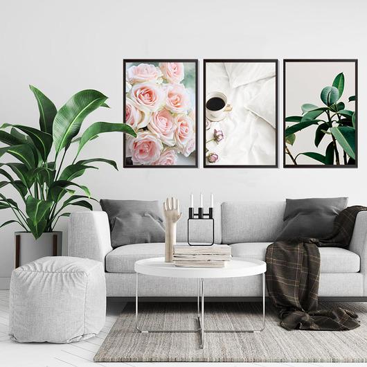 Zestaw 3 Plakaty Boho Natura Róże Kwiat Magnetyczne Studio