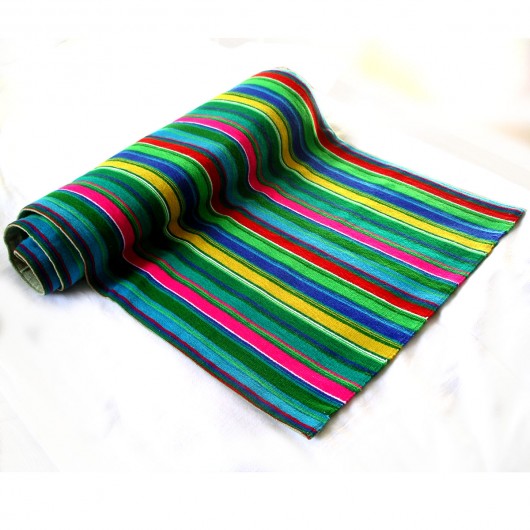 multi STRIPE wool tablecloth (2) (handmade) na ludowo