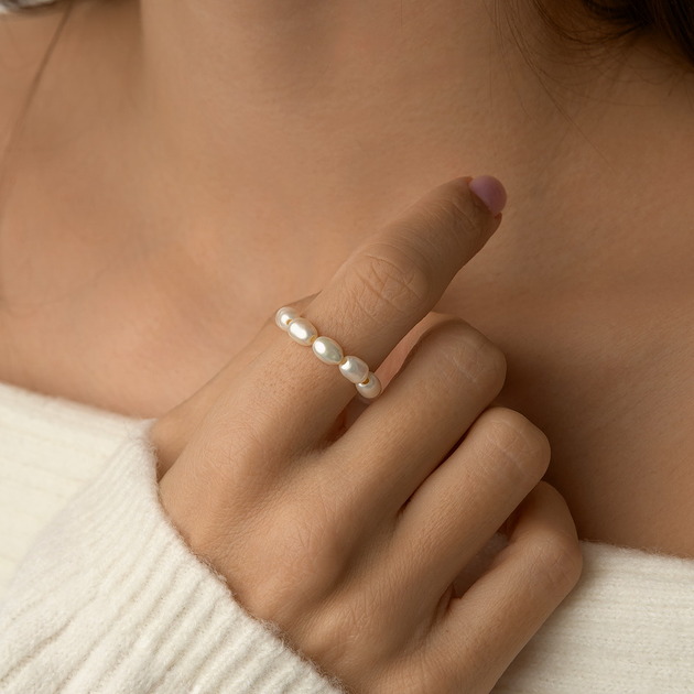 pierścionki elastyczne Pierścionek perły naturalne (na elastycznej gumce)