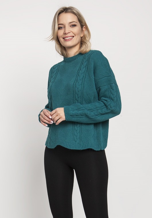 Sweter we wzory,SWE180 zielony MKM MKMswetry