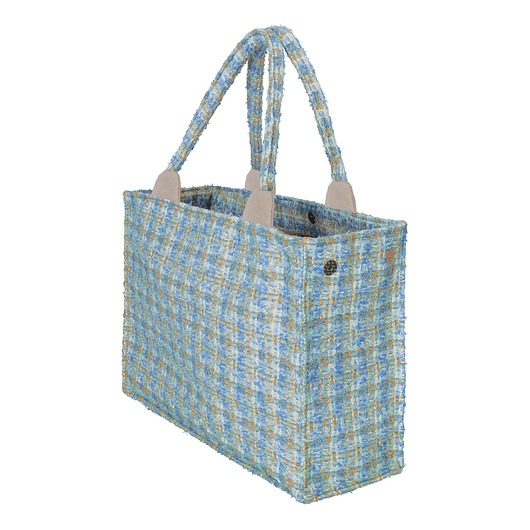 torby na zakupy Duża torba shopper włoska plecionka błękitna