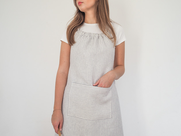 fartuchy kuchenne Lniany fartuszek classic GRAY STRIPES