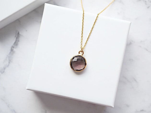 złote naszyjniki Naszyjnik z kwarcem dymnym okrąg złoto