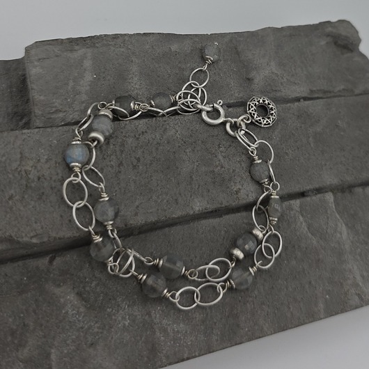 bransoletki z kamieni naturalnych Labradoryty z rozetą - bransoletka