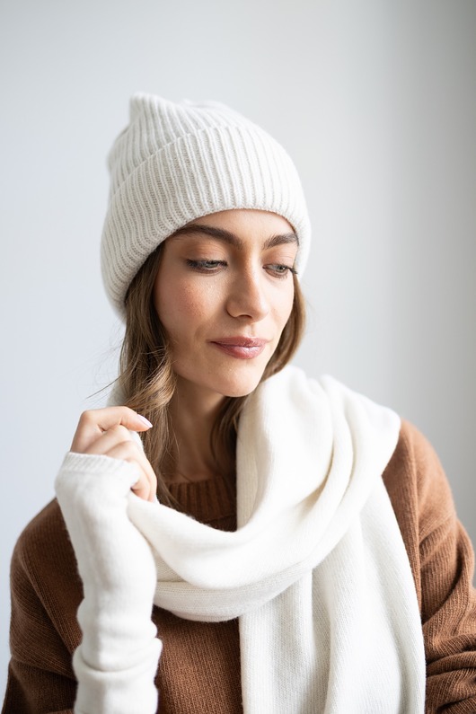 czapki damskie Czapka Merino & cashmere śmietanka