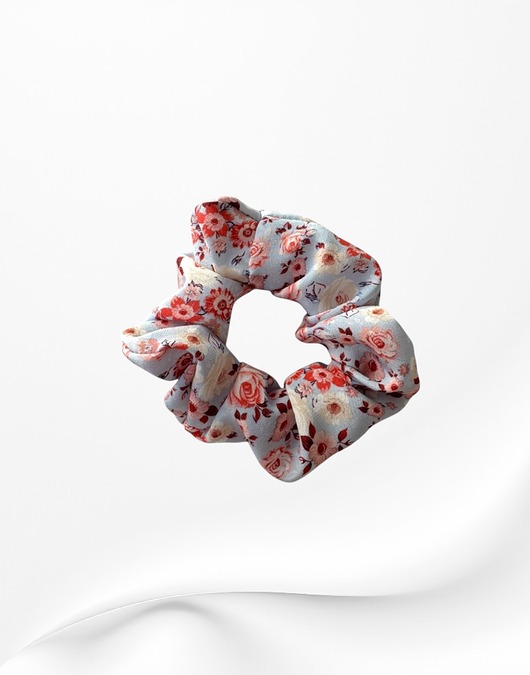 gumki do włosów Jedwabna scrunchie gumka frotka midi kwiatki