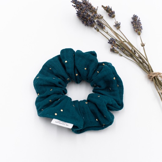 gumki do włosów Scrunchie/frotka Muślin ze złotem