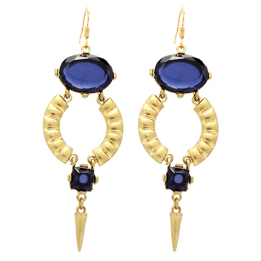 Złote kolczyki Unique navy blue jewels Magneska