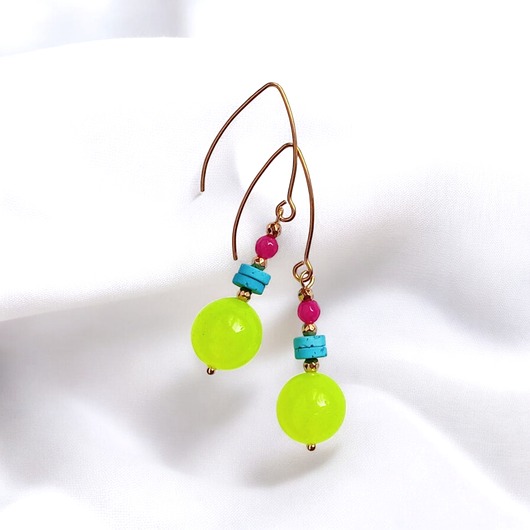 kolczyki z kamieniami Kolczyki : FLUO summer collection ::  duże kule