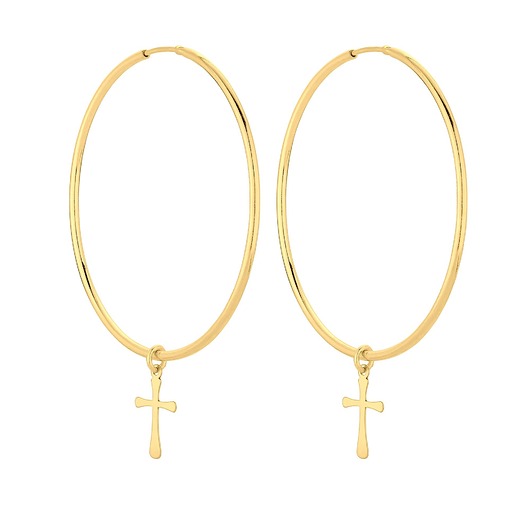 kolczyki srebrne Duże złote kolczyki z krzyżami