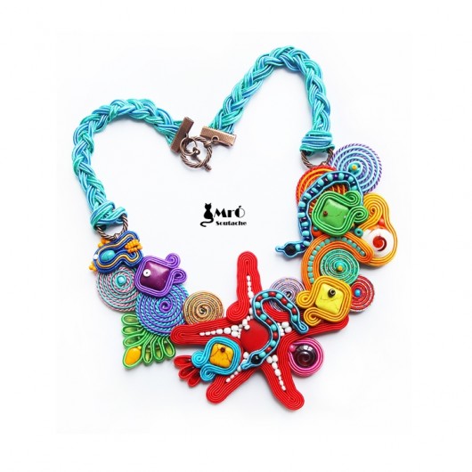 Happy Coral Reef- naszyjnik sutasz Mró Soutache