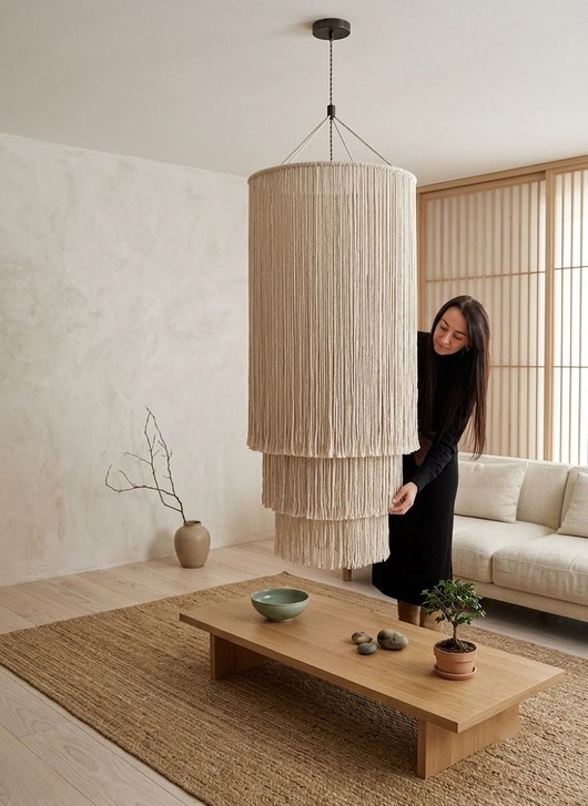 lampy wiszące Lampa wisząca makrama w stylu boho XXL