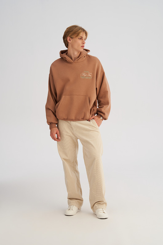 bluzy męskie Bluza z kapturem PUFFA Orzech męska