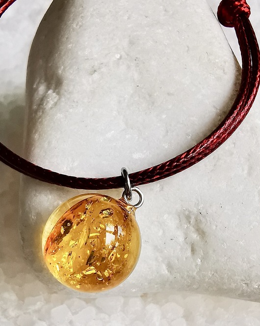 Bransoletka sznurkowa z bursztynem Grol Jewellery