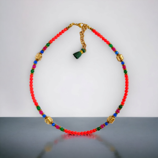 chokery Jadeit & złota lawa : multicolor : naszyjnik